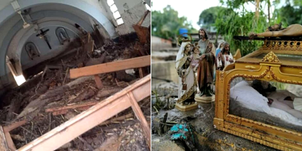 Enchente destrói capela, mas deixa imagem do Santo Sepulcro intacta na Venezuela Enchente destrói capela, mas deixa imagem do Santo Sepulcro intacta na Venezuela